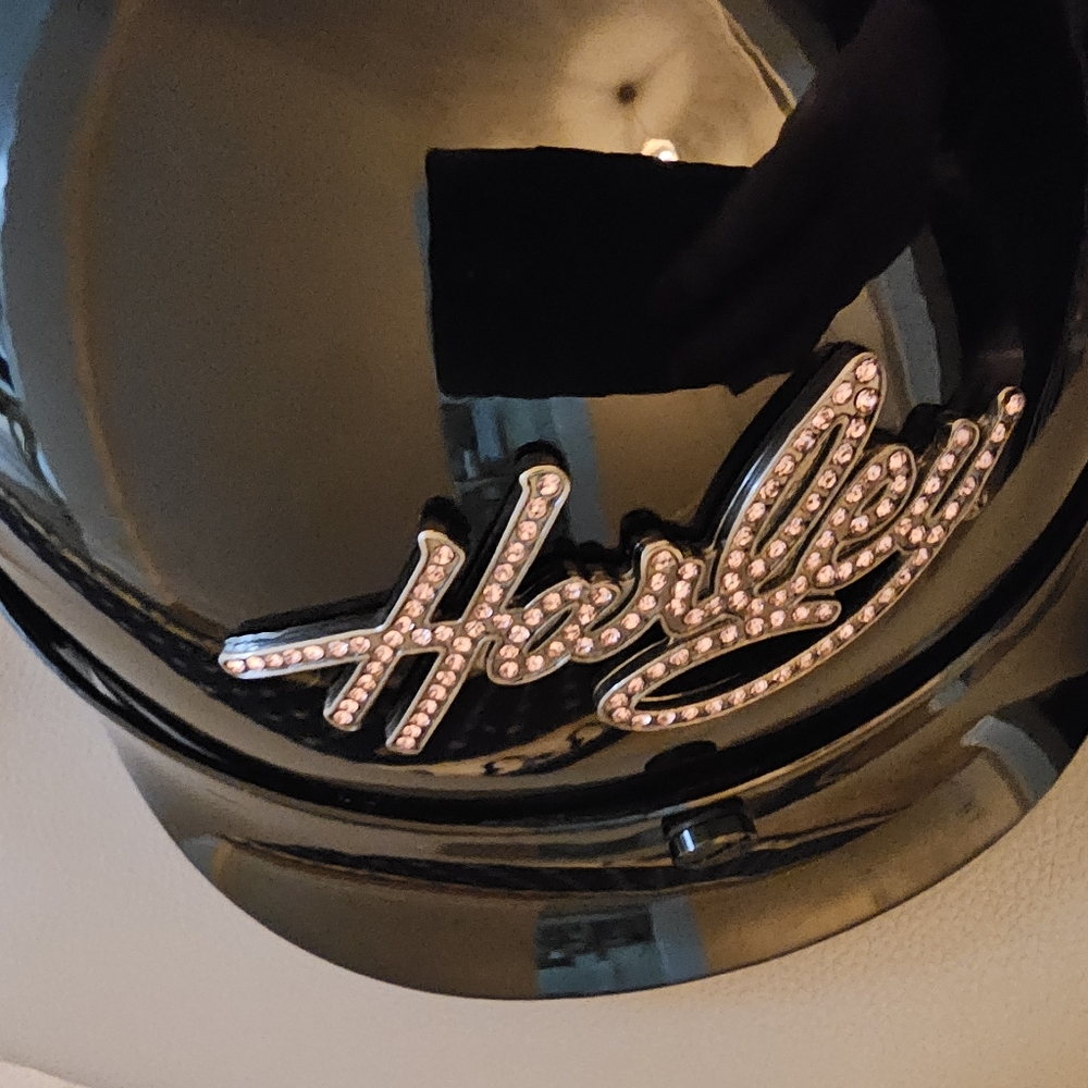 Harley-Davidson Womens Helmet Pink Bling Logo Hybrid 1/2 Helmet Black S/M - Picture 4 of 12